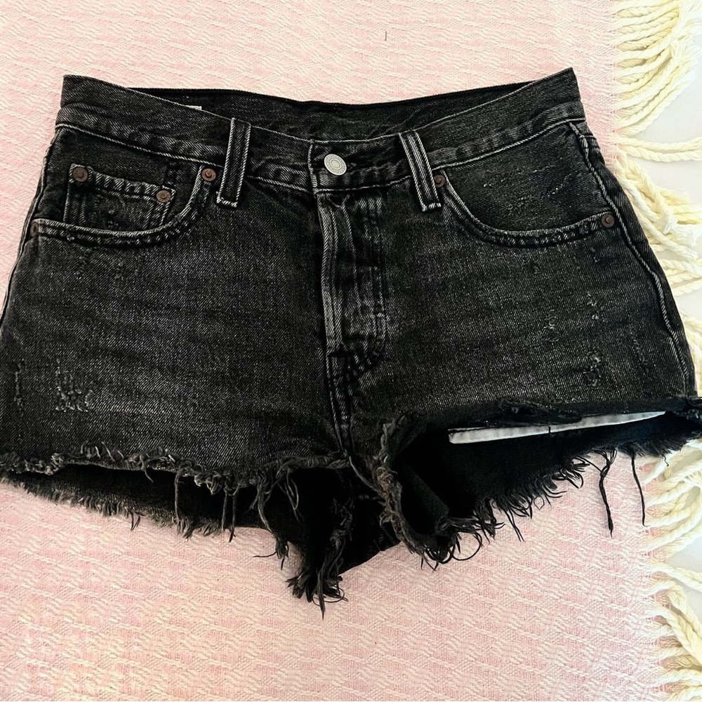Black Levi 301 Denim Shorts